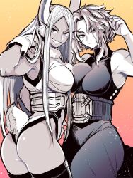 2girls armpits big_ass big_breasts breasts bunny_ears female female_only huge_ass huge_breasts kaina_tsutsumi lady_nagant looking_at_viewer miruko multiple_girls my_hero_academia rumi_usagiyama shounen_jump smiling tagme takatsuki_ichi thick_thighs