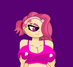 big_breasts fnafhs grabbing maggie_(fnafhs) pink_hair wex