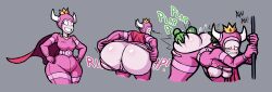 1boy 1girls anus ass big_areola big_ass big_breasts big_nipples biting_lip blush breasts breasts_out bubble_butt butthole cape doggy_style female female_focus green_skin horns huge_butt lovetopullmicke male mooning oc onomatopoeia original original_character pepper_(twygz) pink_skin presenting_hindquarters pussy ripped_clothing ripping_clothing sex tearing_clothes tearing_off_bottoms torn_clothes