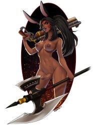 1futa absurd_res animal_ears areolae bad_trigger_discipline balls big_breasts breasts brown_skin bunny_ears bunny_girl dark-skinned_futanari dark_skin erection final_fantasy final_fantasy_xiv futa_only futa_sans_balls futanari gun hizzacked humanoid humanoid_penis kemonomimi nipples nude penis red_eyes solo standing transparent_background viera weapon wide_hips