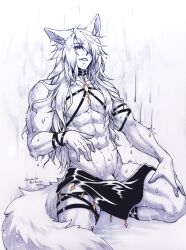 1boy 2020 abs bara beautiful_boy big_cute_penis big_penis crescentia cute_boy dark_skin deltoids golden_jackal jackal_boy jackal_ears jackal_humanoid jackal_tail jewelry kemonomimi long_hair looking_away male male_only muscular muscular_arms muscular_calves muscular_forearms muscular_legs muscular_male muscular_pecs muscular_thighs original pecs penis_under_clothes pointy_ears pretty_boy serratus sethos_(deathblight) sexy_boy soft_penis solo teasing thick_penis thick_thighs wet