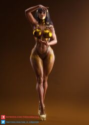 1girls 3d artist_name ass athletic big_ass big_breasts big_butt blizzard_entertainment body_glitter body_paint dark-skinned_female dark_skin dat_ass egyptian egyptian_female fareeha_amari female female_only fit_female high_heels human large_breasts looking_at_viewer nude overwatch patreon_username pharah solo solo_female tattoo the_x_creator thick_thighs thong topless topless_female twitter_username