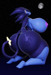 anthro ass big_breasts big_butt blue_body breasts darkdraketom female hand_on_butt hi_res huge_butt light luxray moon moonlight multicolored_body night nintendo pokémon_(species) pokemon pokemon_(species) solo star_gazing thick_thighs two_tone_body video_games yellow_eyes