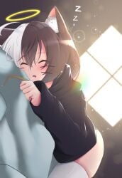 ass big_ass cat_ears cat_humanoid cat_tail dawn embarrassed feline in_bed serpias sleeping twitch twitter virtual_youtuber window youtube youtube_hispanic youtuber youtuber_girl zzz