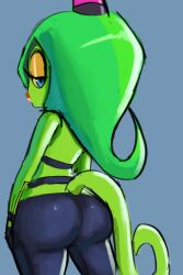 2d ass big_butt bubble_butt butt_crack_outline chameleon deadly_six fat_ass green_hair justdavefnd looking_back sega sonic_(series) sonic_lost_world sonic_the_hedgehog_(series) tail tight_clothing tights zeena zeti zeti_(species)