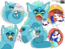 ambiguous_gender anthro beak canid canine coiling conditional_dnp duo face_lick feral fox furby hypnosis internal kitler licking long_furby lustylamb male mammal mawplay mind_control oral_vore size_difference slurp soft_vore stomach_bulge swallowing swallowing_bulge tongue tongue_out vore what