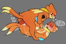 anthro blush bodily_fluids buizel crumb_(buizel) cum cum_in_ass cum_inside cum_on_self duo ejaculation feral from_front_position genital_fluids hi_res kai_(mr._smile) male male/male mating_press mr._smile nintendo pokémon_(species) pokemon sex video_games