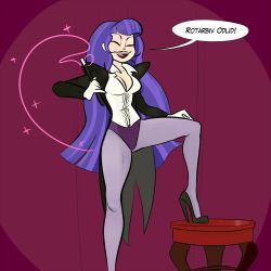 1girls big_breasts busty cleavage dc dc_comics dc_super_hero_girls female female_only high_heels hourglass_figure long_hair magician pantyhose purple_hair solo speech_bubble vlado wide_hips zee_zatara