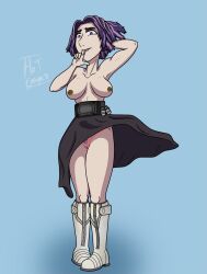 1girls boots female female_only kaina_tsutsumi lady_nagant large_breasts my_hero_academia see-through_panties solo spicy_grapes_(artist) thick_thighs topless upskirt