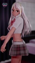 1girls 3d animated clothed clothing dancing dark-skinned_female dark_skin female female_only hi_res highres large_ass large_breasts long_hair looking_at_viewer lovemax music quappa-el raira_okumiya_(quappa-el) shaking_butt skirt smile solo sound tagme thick_thighs video white_hair wide_hips