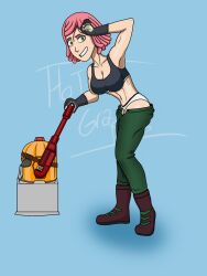 belly mei_hatsume my_hero_academia pants_down spicy_grapes_(artist) sports_bra sweaty wardrobe_malfunction