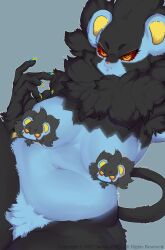 big_breasts censored female furry luxray pokémon_(species) pokemon pokemon_(species) sirn slightly_chubby tagme