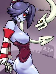 1girls big_breasts big_butt brad_nsfw breasts female leviathan_(skullgirls) purple_skin skullgirls squigly undead zombie zombie_girl