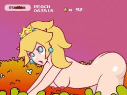 1boy 1girls 2022 2d animated arms_together balls_deep blonde_hair blue_eyes bouncing_breasts breasts doggy_style human loop mario_(series) medium_breasts moaning munt_works music nipples nude nude_female nude_male on_knees open_mouth princess_peach sound straight super_mario_bros. tantibius vaginal_penetration video