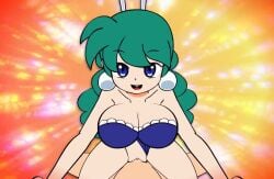 1boy 1girls animal_ears animated aqua_hair bouncing_breasts breasts clitoris cowgirl_position earrings female happy_sex hikaru_(parodius) konami leotard long_hair male minus8 no_sound parodius parodius_animation_(minus8) penis pov pussy rabbit rabbit_ears rabbit_tail sex shorter_than_10_seconds shorter_than_30_seconds smile tagme uncensored vaginal_penetration video