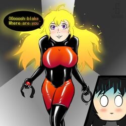 ball_gag bdsm blake_belladonna bondage bondage_gear bondage_outfit catsuit collar dominatrix emilio6 femdom femsub happy_dom latex latex_gloves latex_suit latex_thighhighs lezdom lezsub rwby yang_xiao_long