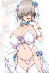 1girls breasts female grey_hair hi_res hips huge_breasts light-skinned_female light_skin thick_thighs thighs tsukasawa_takamatsu uzaki-chan_wa_asobitai! uzaki_yanagi wedding_lingerie wide_hips