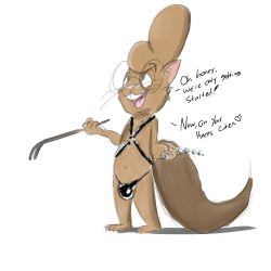 absurd_res anal_beads anthro buckteeth bulge clothing dirty_talk eyewear glasses harness hi_res leather_thong male male_only mammal rodent sciurid seductive sex_toy solo teeth thong twee twerpishimp underwear whip