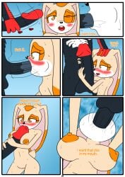 begging_for_more blowjob blush breasts bunny_girl cream_the_rabbit deep_throat deepthroat_no_hands english_text fellatio hands-free masturbation oral oral_sex otakon page_4 penis saliva_on_penis shadow_the_hedgehog sonic_(series) throat_fuck