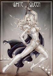 blonde_hair candra cape emma_frost female gloves long_hair marvel straight_hair stripper_pole white_queen x-men