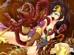 1girls anal ass blush breasts brown_eyes brown_hair censored centipede clothing dragon_quest dragon_quest_iii female heroine heroine_(dq3) insect interspecies ktm long_hair monster mosaic_censoring nipples open_mouth oral penetration penis_tentacles pussy rape red_tentacles restrained roto size_difference small_breasts spread_legs tears tentacle tentacle_grab tentacle_monster torn_clothes triple_penetration vaginal_penetration