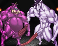 2boys dragon_quest dragon_quest_v huge_cock hyper hyper_penis jyami kon_the_knight male male_only monster nude penis rabbit_(artist) rabbit_(pixiv744412) slon_the_rook warhog_(dragon_quest)