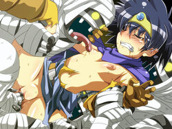 1girls arm_grab blush breasts censored clenched_teeth closed_eyes clothing dragon_quest dragon_quest_iii female fingering fingering_partner flat_chest heroine heroine_(dq3) interspecies licking licking_breast male monster mosaic_censoring mummy nipples penetration pussy restrained roto sex short_hair small_breasts spread_legs tears torn_clothes tsuna_(al_dente) vaginal_penetration