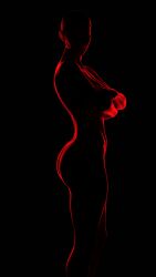 1girls 3d backlighting bald female female_only lazydreamer3d nude nude_female side_view silhouette slushe_(website) solo solo_female standing