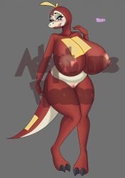 anthro breasts female female fuecoco large_breasts nipples pokemon pokemon_sv pussy reptile scalie solo standing taihoup tail