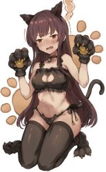 1girls angry angry_face ass bell belly_button big_ass big_breasts big_butt black_fur black_hair blush bow breasts cat_ears cat_humanoid cat_lingerie cat_paws cat_tail collar cute female female_focus female_only gloves grumpy pointy_chin red_eyes shaking shiny_skin small_waist submissive submissive_female thick_thighs