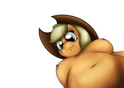 anthro applejack_(mlp) big_breasts deviantart friendship_is_magic giantess hasbro macro made-in-donuts my_little_pony nsfw nude png pony pov smiling_at_viewer smooth_skin