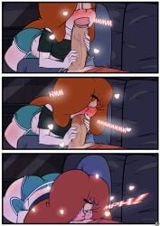 1boy 1girls ass_cleavage blowjob butt_crack clothed comic deepthroat dipper_pines disney_channel gravity_falls gym_shorts lioxdz oral oral_sex short_shorts smooth_skin straight wendy_corduroy