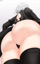 1girls ass ass_focus back_view big_ass big_butt bubble_ass bubble_butt butt dat_ass fat_ass female female_only huge_ass huge_butt large_ass nier:_automata o22no solo solo_female thick thick_ass thick_thighs thighhighs voluptuous white_background white_hair yorha_2b