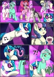 ? absurd_res animal_genitalia animal_pussy anus black_hair blonde_hair blue_eyes blue_hair bodily_fluids bonbon_(mlp) closed_eyes comic cutie_mark dance_floor dancing derpy_hooves dock earth_pony equid equine equine_pussy eyewear female female/female female_pred female_prey feral feral_pred feral_prey friendship_is_magic genitals green_body green_hair grey_body hair hasbro hi_res horn horse inner_ear_fluff jewelry licking licking_lips licking_own_lips lyra_heartstrings_(mlp) mammal musical_note my_little_pony necklace nightclub novaspark octavia_(mlp) one_eye_closed open_mouth open_smile oral_vore pacific_glow_(mlp) pegasus pink_body pink_hair pony puffy_anus pussy raised_tail saliva self_lick smile sunglasses swallowing tan_body tongue tongue_out tuft twintails unicorn vinyl_scratch_(mlp) vore wavy_mouth white_body white_hair willing_vore wings yellow_eyes