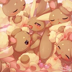 1:1 blush bodily_fluids breasts brown_body buneary cotora dildo erection female fur genitals group hi_res lagomorph lopunny male male/female mammal nintendo nipples nude penetration penis pokémon_(species) pokemon pokemon_(species) sex_toy video_games