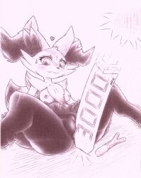 anus braixen breasts female fullfolka genitals hi_res humanoid monochrome nintendo pokémon_(species) pokemon pokemon_(species) pussy simple_background solo video_games