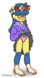 blush clothed countryhumans countryhumans_girl female female_focus female_only flashing oshkur panties solo solo_focus ukraine ukraine_(countryhumans) ukrainian_flag