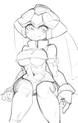 android big_breasts borvar capcom mega_man mega_man_zx monochrome pandora_(mega_man) robot_girl tagme underboob