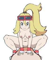 animated blonde_hair color colored cowgirl_position grey_eyes gym_leader human korrina_(pokemon) pokemon pokemon_xy ponytail riding_penis sunglasses sunglasses_on_head transparent_background w.t.dinner