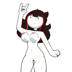 1girls alternate_hairstyle belly_button black_nails breasts_bounce bubjones casual casual_exposure casual_nudity choker clenched_fist devil_horns_(gesture) female fingernails human jaiden jaiden_animations looking_at_another nail_polish necklace neckwear nude nude_female pale_skin pierced_nipples pubic_hair punk solo solo_female thighs youtube youtuber