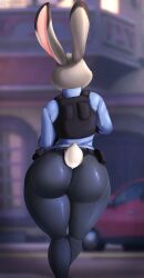 anthro ass big_butt clothed clothing disney female fully_clothed hi_res judy_hopps lagomorph leporid mammal nexcoyotlgt police rabbit rear_view thick_thighs uniform wide_hips zootopia zootropolis