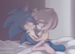 1boy 1boy1girl 1girls after_kiss amy_rose blue_fur blush breasts cowgirl_position ear_blush ears_back ears_down female furry male pink_fur romantic saliva_string sex small_breasts sonic_(series) sonic_the_hedgehog sonic_the_hedgehog_(series) sweat toeless_feet wholesome x20abi20x