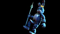 animatronic anthro blue_body blue_eyes blue_penis blue_skin blue_teeth bonnie_(fnaf) bunny bunny_ears crown five_nights_at_freddy's fnaf golden_necklace male male_only necklace no_humans oc rabbit robot