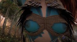 1girls 3d accurate_art_style aloy blue_paint bodypaint breasts clipping female female_only glitch horizon_forbidden_west horizon_zero_dawn in-game medium_breasts midriff nipples official official_art orange_hair outdoors red_hair small_breasts solo sony_interactive_entertainment teenager tribal