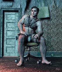 actor astra_zero bulge celebrity hairy harness leather leather_daddy male_only marlon_brando sitting spread_legs teasing underwear