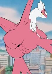 absurd_res anus ass big_ass big_butt female feral genitals half-closed_eyes hi_res humanoid_genitalia justwhite latias legendary_pokémon looking_at_viewer looking_back narrowed_eyes nintendo pandora_(justwhite) pokemon pokemon_(species) pussy smile smirk solo video_games