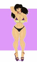 1girls 2022 annon big_breasts bimbo black_hair breasts cameltoe cleavage eyeshadow female female_only high_heels long_fingernails long_hair makeup muscular muscular_female nail_polish skimpy sky_(tdi) solo thick_thighs total_drama:_pahkitew_island total_drama_island voluptuous wide_hips