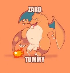 belly bodily_fluids bunz charizard claws dragon fluffybunz foreskin genital_fluids genitals male male_only nintendo orange_background orange_theme penis pokémon_(species) pokemon pokemon_(species) precum scalie solo text video_games wings