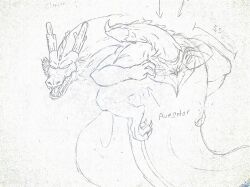 absurd_res animal_genitalia asian_mythology cloaca derekdragon dragon dragon_ball dragon_ball_z east_asian_mythology eastern_dragon feral genitals hi_res horn male male_focus male_only muscular mythology penis scalie shenron sketch solo solo_male spread_cloaca spreading