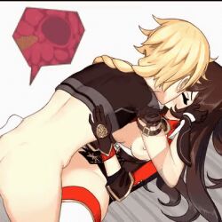 1boy 1girls 3d aether_(genshin_impact) amber_(genshin_impact) ambiguous_kissing animated blonde_hair bow brown_hair closed_eyes clothed_sex cromachina cute female genshin_impact gif gloves heartwarming hetero holding kissing kissing_while_penetrated light-skinned_female light-skinned_male light_skin male missionary_position romantic romantic_sex sex wholesome